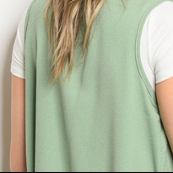 Sage Green Sleeveless Vested Cardigan - Picture 5 of 5